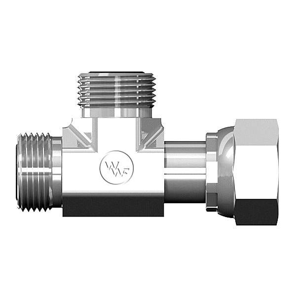 World Wide Fittings Male Flat Face O-Ring to Female Flat Face O-Ring Swivel to Male Flat Face O-Ring Run Tee 4706X06X06X06 - main